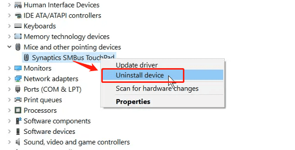 click-uninstall-device