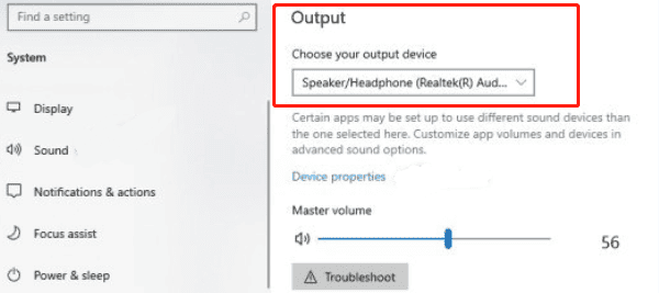 check-output-device-settings